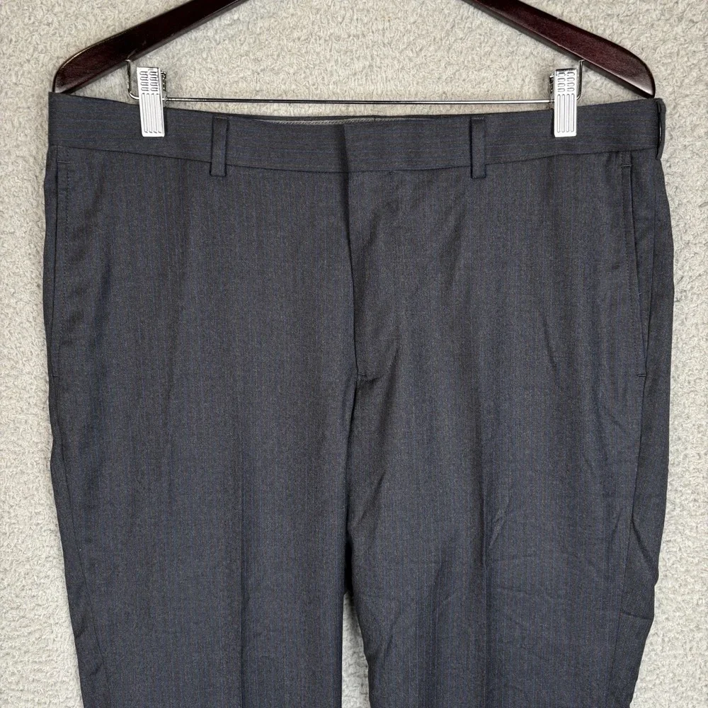 J‎ Hilburn 2 Piece Suit Mens 42R Blazer 36x29 Pant Dark Gray Blue Pinstripe